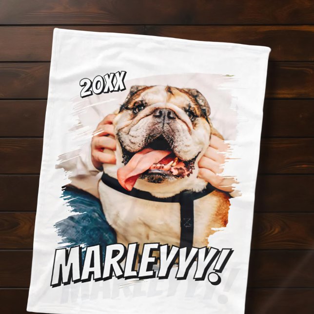 Couverture Polaire Comic moderne simple Grunge personnalisé photo pou (Créateur téléchargé)