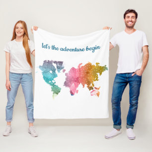 Couverture Polaire Commençons l'aventure Carte du monde géométrique