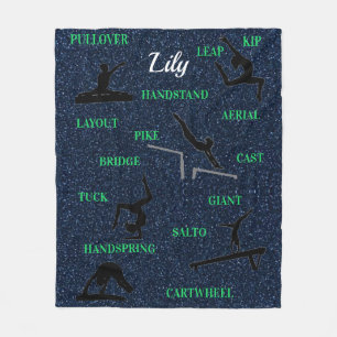 Couverture Polaire Compétences en gymnastique Blue Green Sparkle Typo