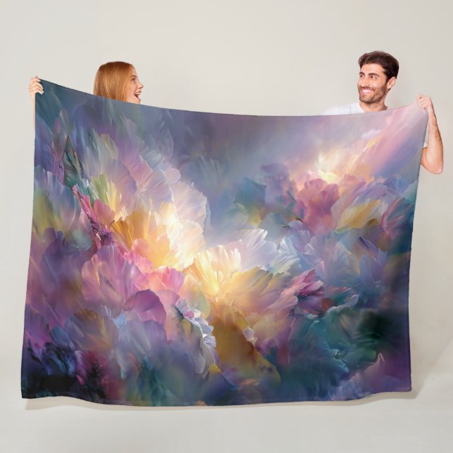 Couverture Polaire Composition florale pastel abstraite lumineuse (En situation)