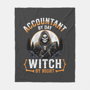 Couverture Polaire Comptable Halloween le jour Sorcière la nuit Desig