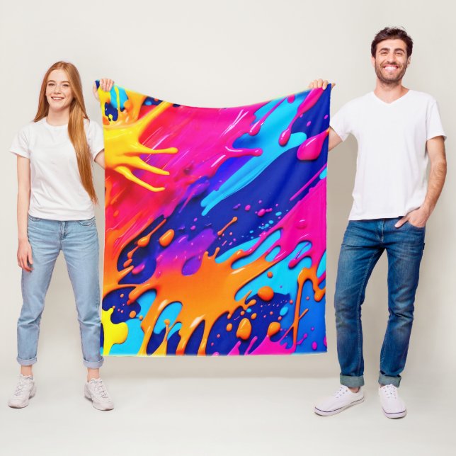 Couverture Polaire Conception Abstraite de la goutte de peinture au n (En situation)