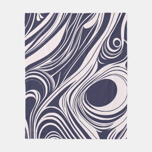 Couverture Polaire conception Abstraite de tourbillons liquides bleus (Devant)