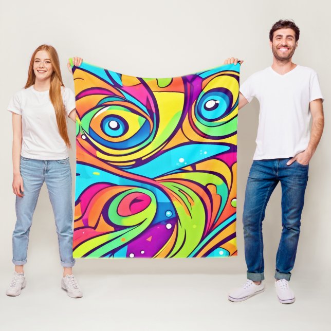 Couverture Polaire Conception Abstraite des yeux (En situation)