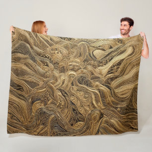 Couverture Polaire Conception abstraite en or doré
