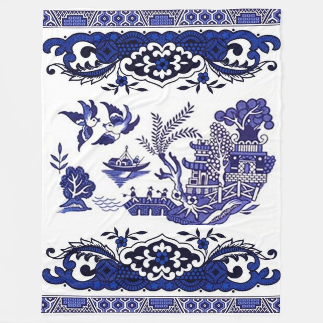 Couverture Polaire Conception bleue classique de saule (Devant)