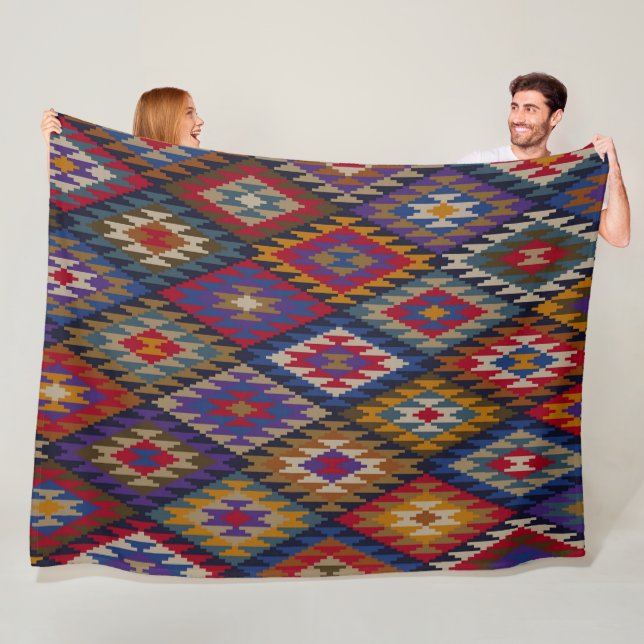 Couverture Polaire Conception Boho Kilim Marocain (En situation)