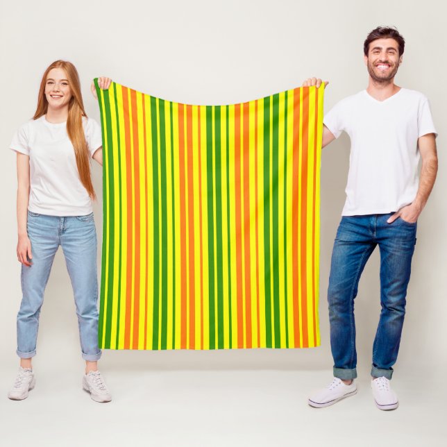 Couverture Polaire Conception de bandes verticales orange jaune vert  (En situation)