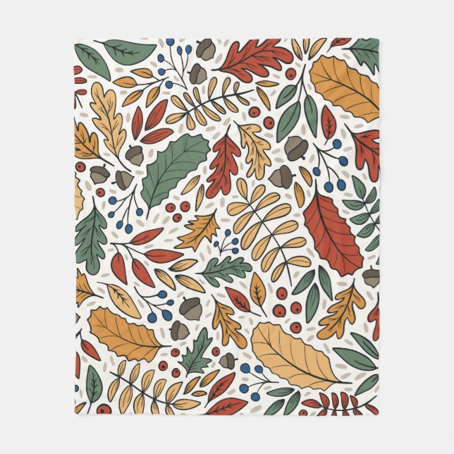 Couverture Polaire Conception de Carré feuille couleur automne (Devant)