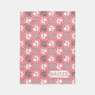 Couverture Polaire Conception de carreaux Empreintes de pattes rose e
