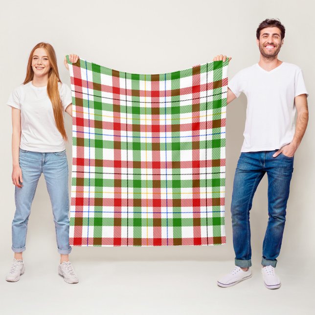 Couverture Polaire Conception de carreaux en flanelle rouge vert blan (Créateur téléchargé)