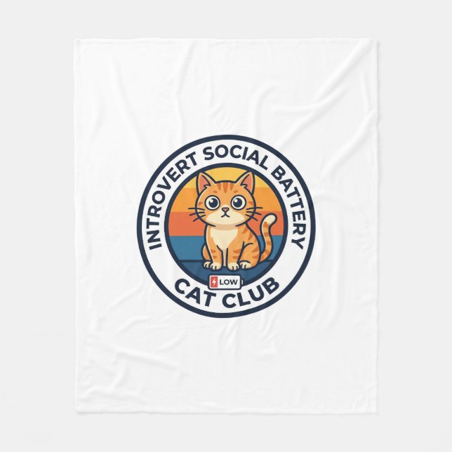 Couverture Polaire Conception de chat de batterie sociale introverti  (Devant)
