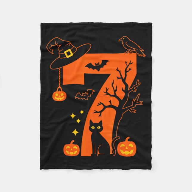 Couverture Polaire Conception de chat noir d'Halloween numéro 7 effra (Devant)