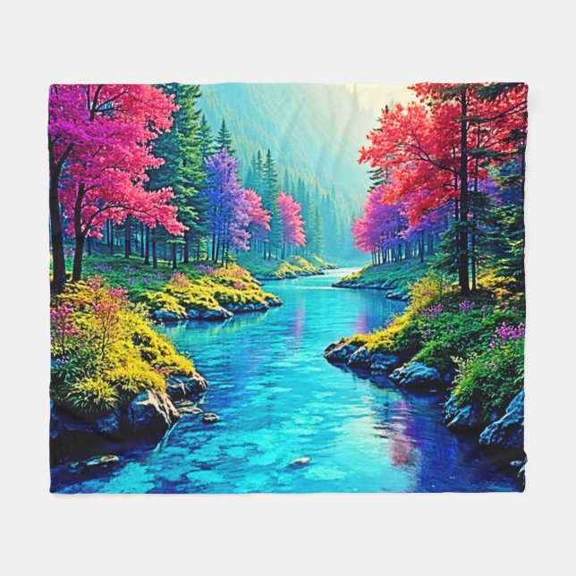 Couverture Polaire Conception de chemin forestier mystique et rêveur (Devant (Horizontal))