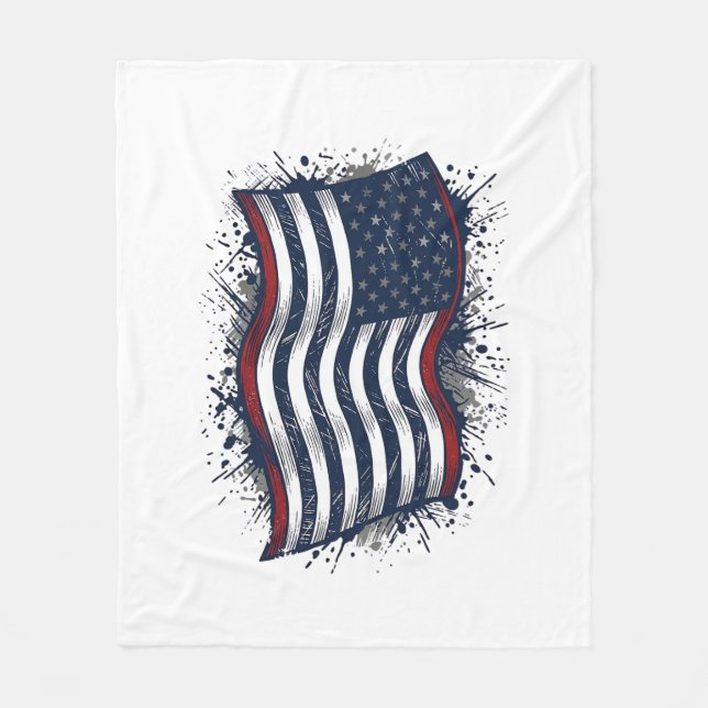 Couverture Polaire Conception de chemise de drapeau patriotique en dé (Devant)
