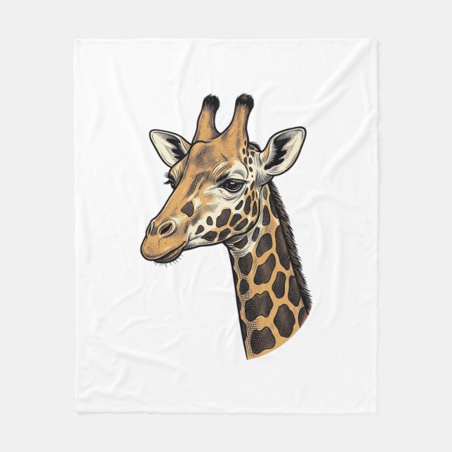 Couverture Polaire Conception de chemise de portrait de girafe gravur (Devant)