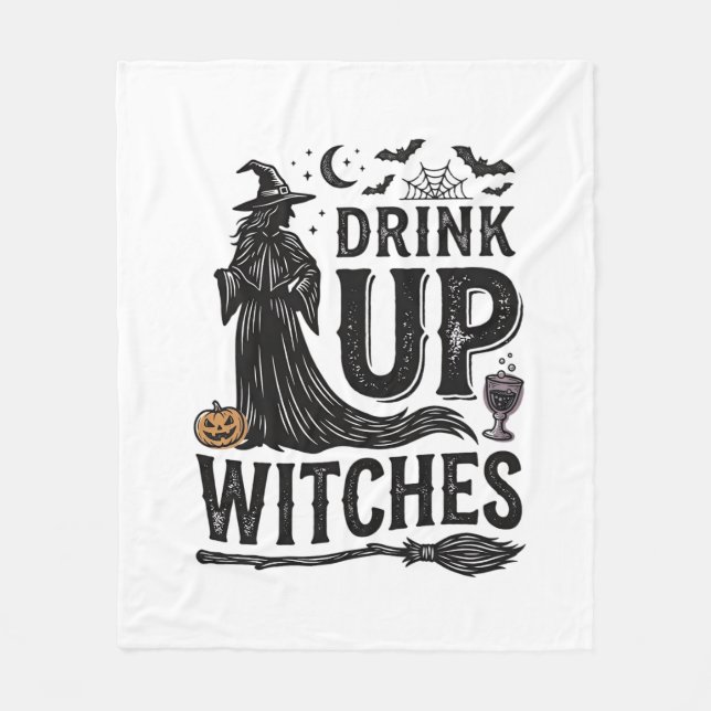Couverture Polaire Conception de chemise Halloween sorcières buvez vi (Devant)