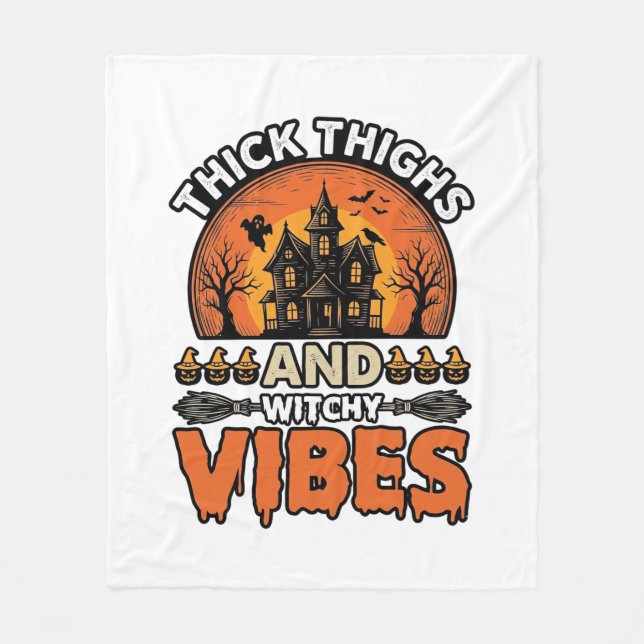 Couverture Polaire Conception de chemise Halloween Thick Thighs Witch (Devant)