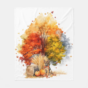 Couverture Polaire Conception de chien d'automne à l'aquarelle - Berg