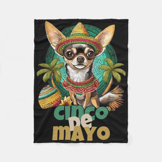 Couverture Polaire Conception de chien drôle Cinco De Mayo Chihuahua  (Devant)
