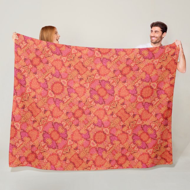 Couverture Polaire Conception de cœurs en mosaïque mignons (En situation)