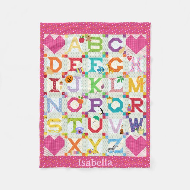 Couverture Polaire Conception de courtepoint d'alphabet de petite fil (Devant)
