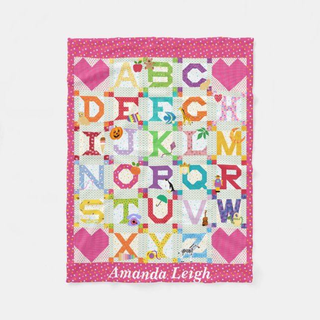 Couverture Polaire Conception de courtepointes d'alphabet pour bébé f (Devant)