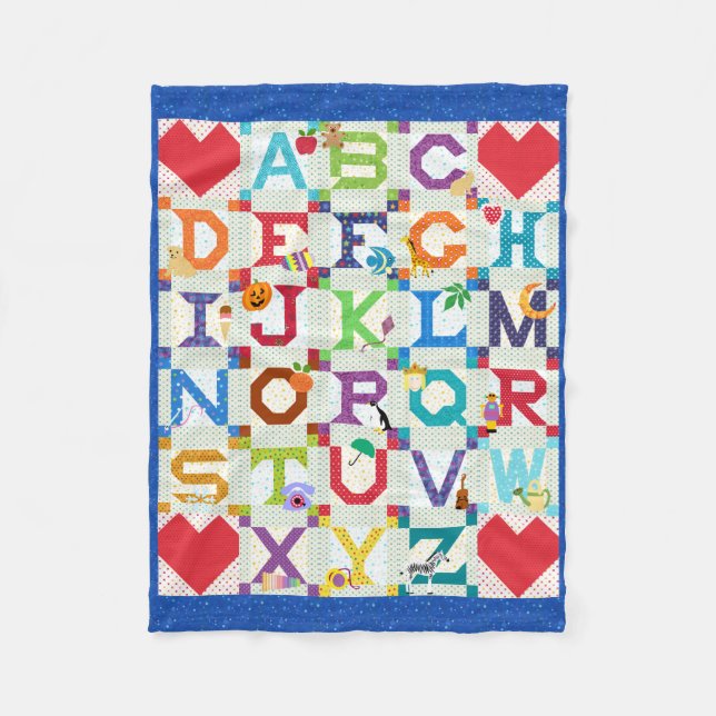 Couverture Polaire Conception de courtepointes d'alphabet pour garçon (Devant)