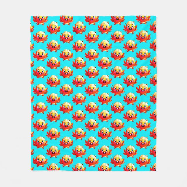 Couverture Polaire Conception de crabe océanique mignonne pour tous l (Devant)