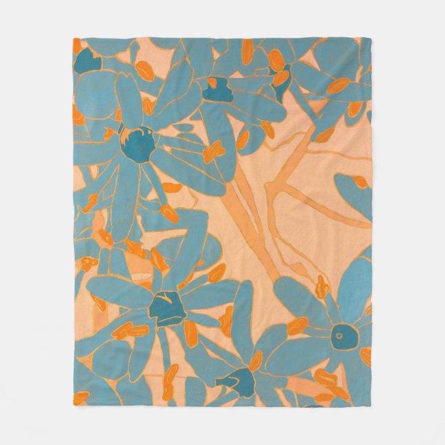 Couverture Polaire Conception de feuille contemporaine en pêche  (Devant)