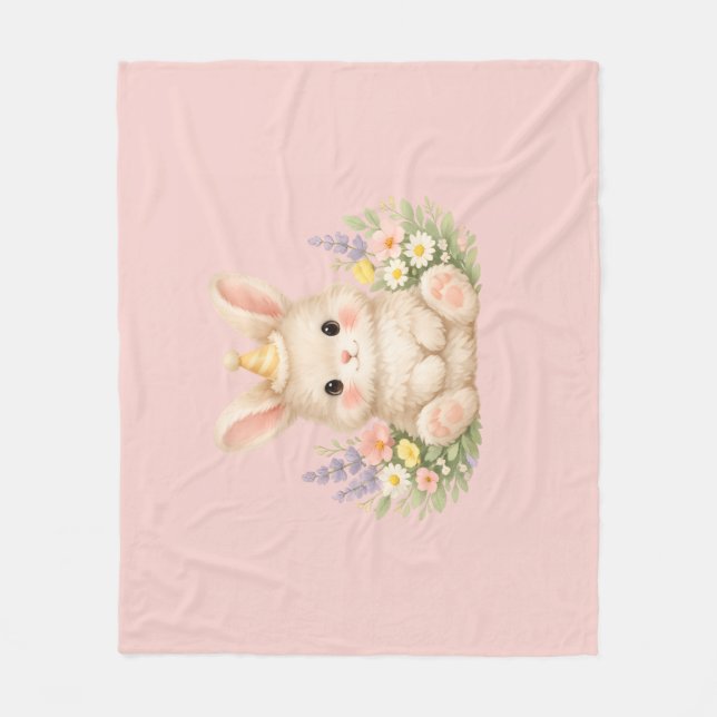 Couverture Polaire Conception de fleur sauvage de lapin duveteux pour (Devant)