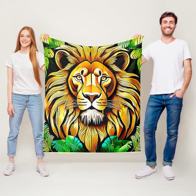Couverture Polaire Conception de la feuille de lion Savanna (En situation)