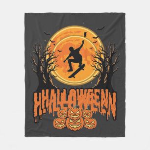 Couverture Polaire Conception de Lune de Skateboard d'Halloween Hallo