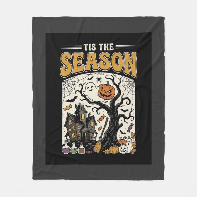 Couverture Polaire Conception de maison hantée Halloween c'est la sai (Devant)