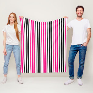 Couverture Polaire Conception de motif à rayures roses noires et blan