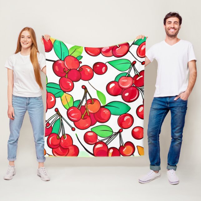 Couverture Polaire Conception de motif cerise (En situation)