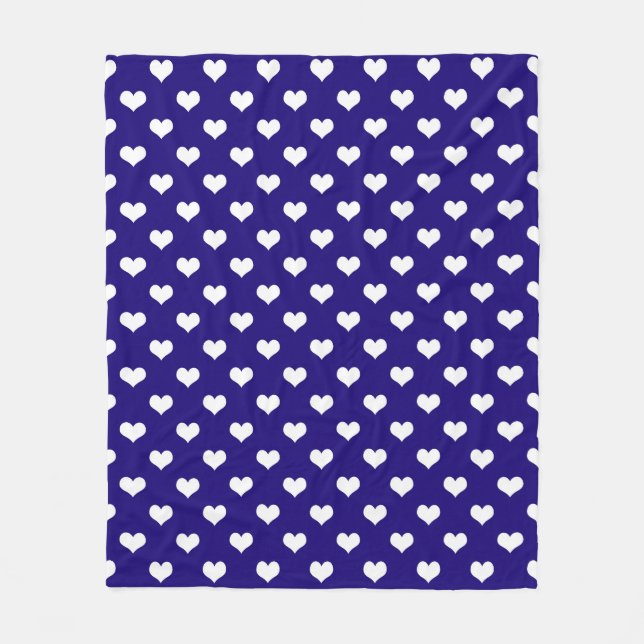Couverture Polaire Conception de motif de cœur d'amour blanc bleu  (Devant)
