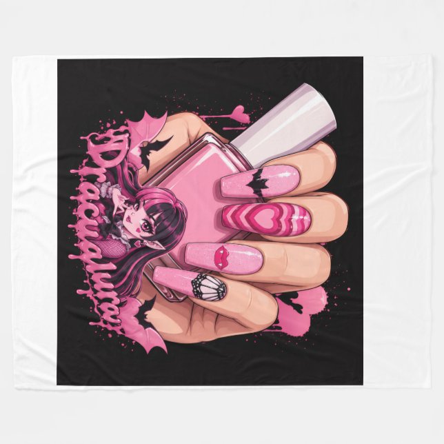 Couverture Polaire Conception de nail art gothique rose kawaii (Devant (Horizontal))