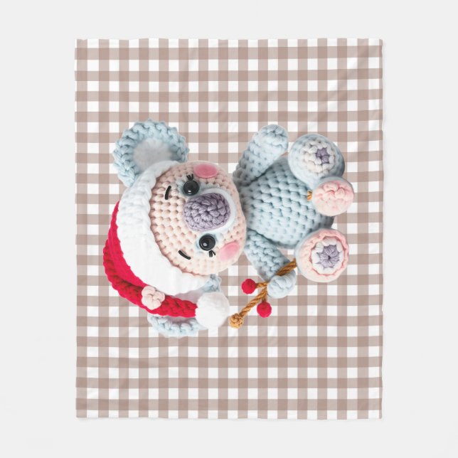 Couverture Polaire Conception de Noël de koala à crochet faux tricot (Devant)