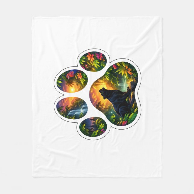 Couverture Polaire Conception de patte de jungle Black Panther (Devant)