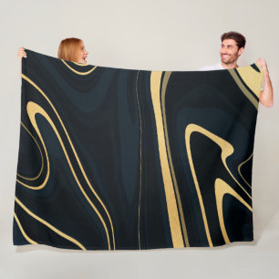 Couverture Polaire Conception de peinture Liquide Retro Blue Gold Swi