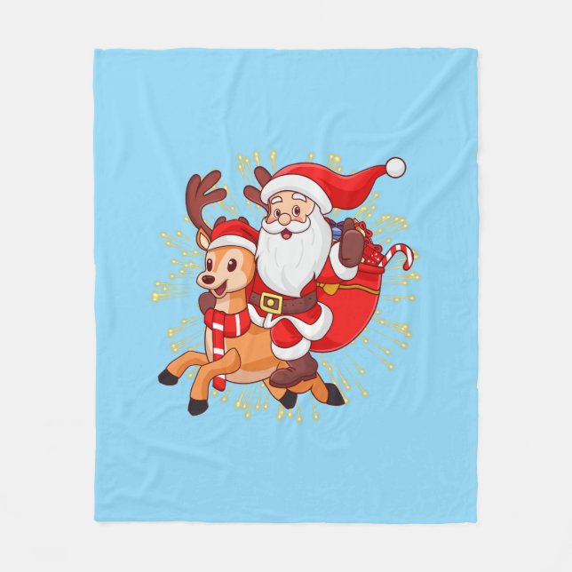 Couverture Polaire **"Conception de Père Noël joueur – Amusement et F (Devant)