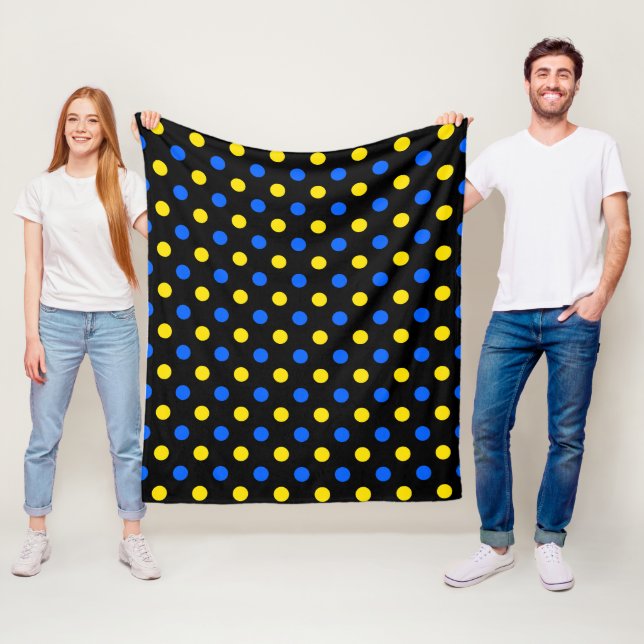 Couverture Polaire Conception de points noirs bleus jaunes  (En situation)