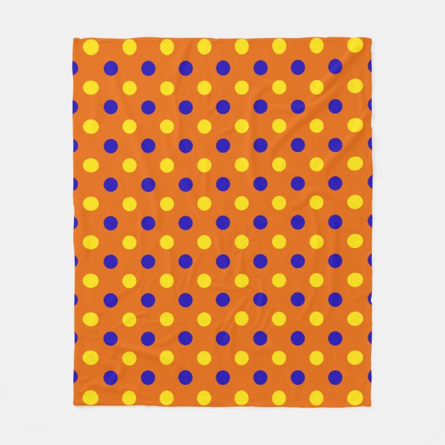 Couverture Polaire Conception de points polka bleus jaunes orange  (Devant)