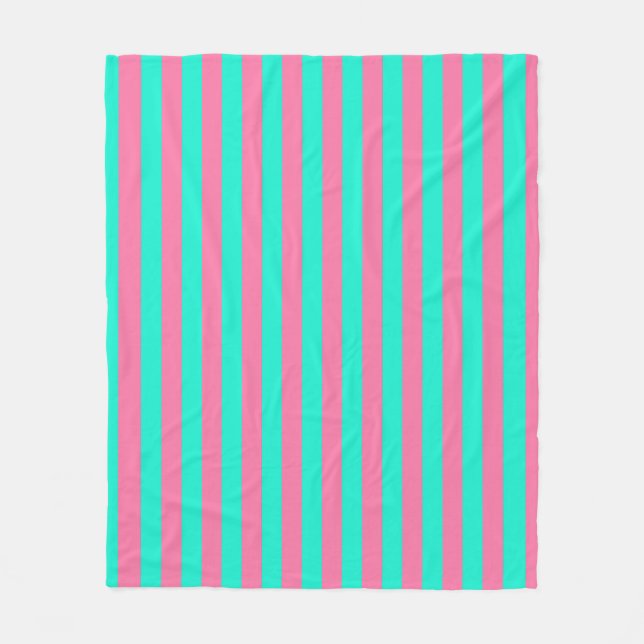 Couverture Polaire Conception de rayures vert menthe rose  (Devant)