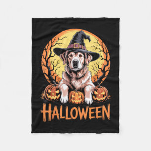 Couverture Polaire Conception de sorcière de chien d'Halloween pour l
