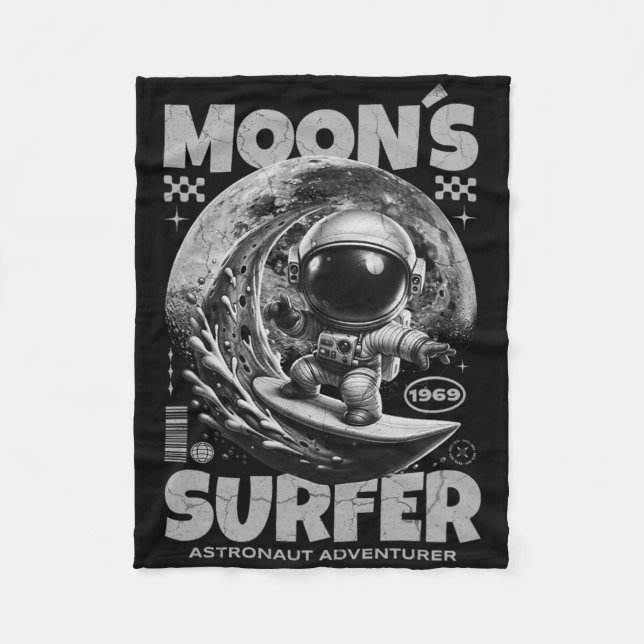 Couverture Polaire Conception de surfeur astronaute, surf lunaire esp (Devant)