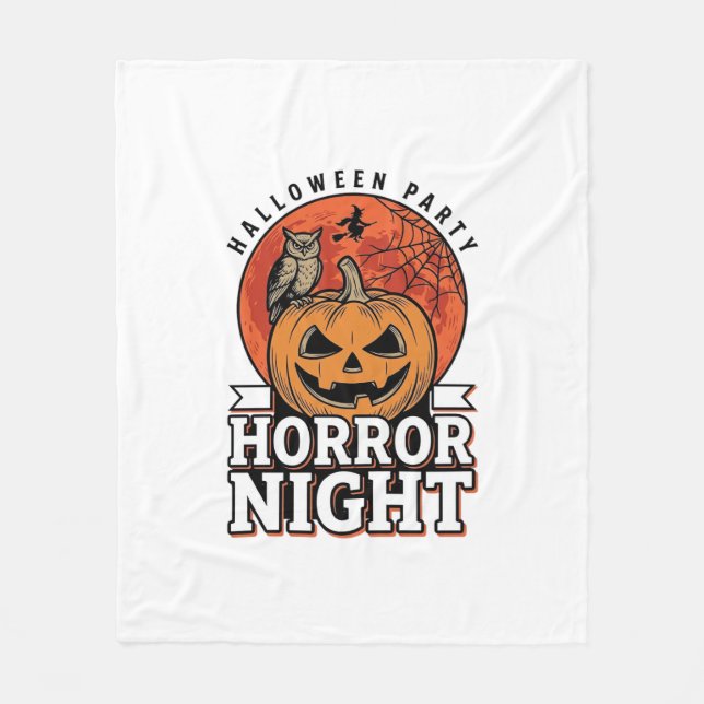 Couverture Polaire Conception de T-shirt de citrouille de nuit d'horr (Devant)