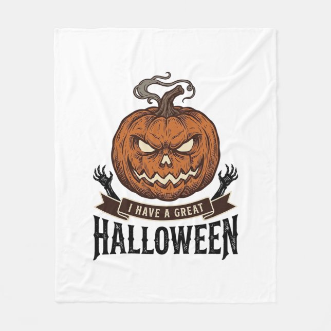 Couverture Polaire Conception de T-shirt gothique de citrouille d'Hal (Devant)