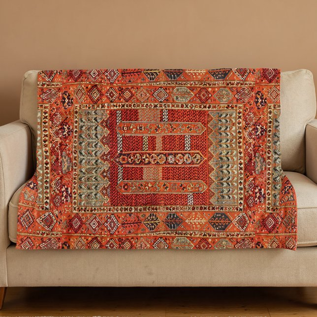Couverture Polaire conception de tapis oriental en orange (Créateur téléchargé)